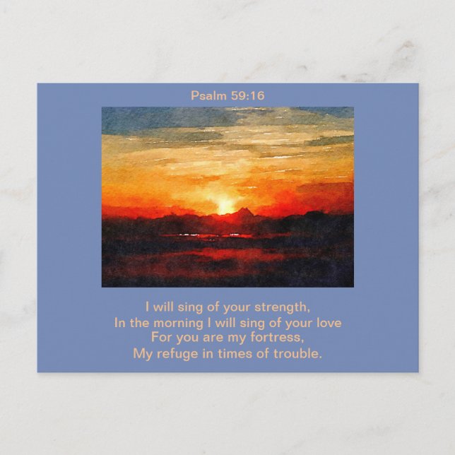 Carte Postale - Psaume 59:16 Chanter Le Matin (Devant)