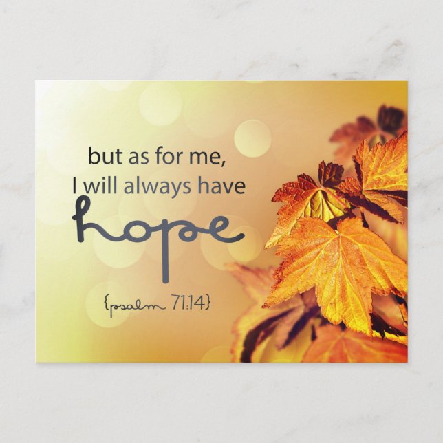 Carte Postale Psaume 71:14 J'aurai toujours HOPE Maple Feuilles (Devant)