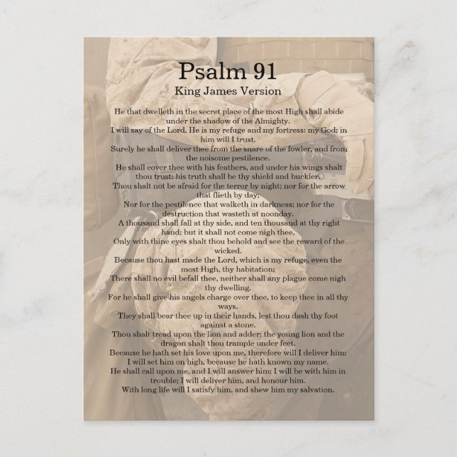 Carte Postale Psaume 91, Soldat. La protection de Dieu (Devant)