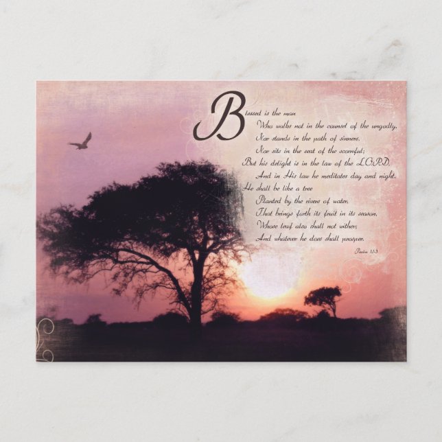 Carte Postale Psaumes Encouragement Inspiration Bible Verse (Devant)