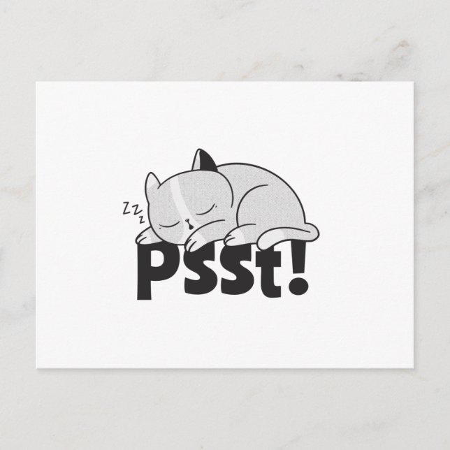Carte Postale Psst Lazy chat dort (Devant)