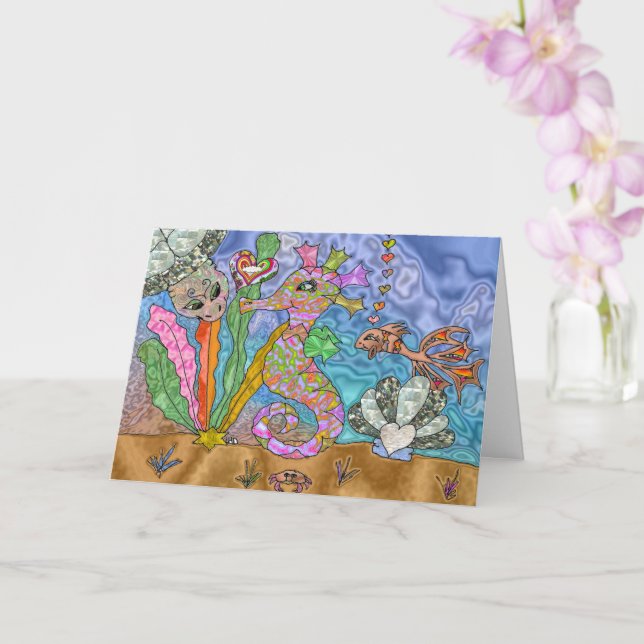 Carte postale Psychedelic Sea Turtle Art (Orchidée)