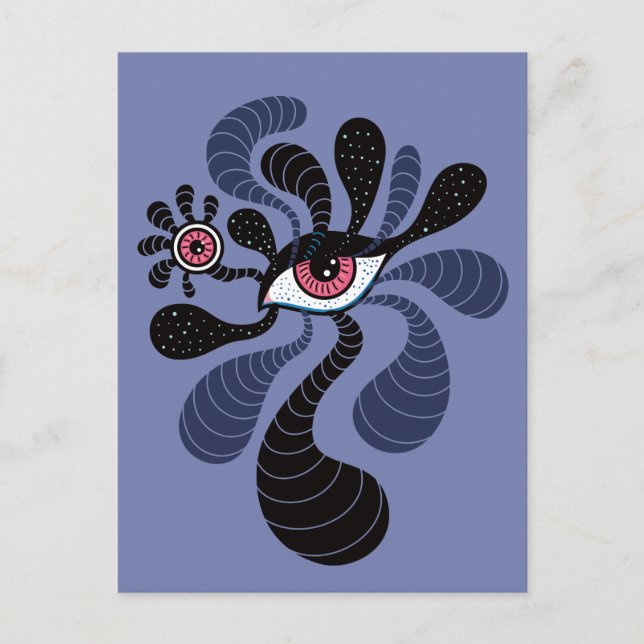 Carte Postale Psychédélique Art Hypnotique Déplaisant double oei (Devant)