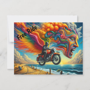 Carte Postale Psychedélique Motorcycle Dreamscape