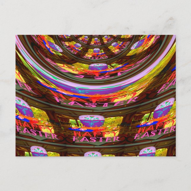 Carte Postale Psychédélique Pâques Kaleidoscope Art (Devant)