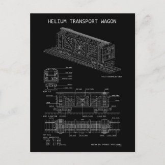 Carte Postale PTW Wagon de train à hélium "Blueprint"