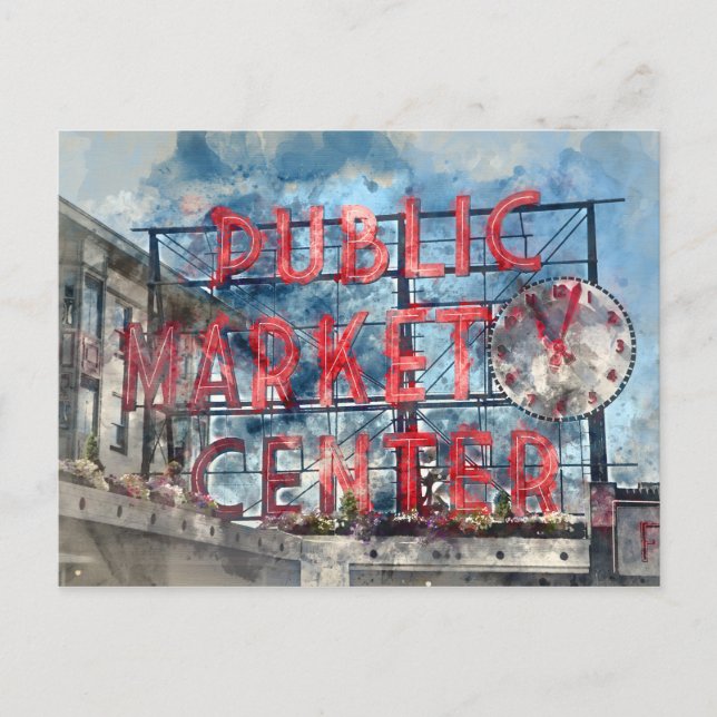 Carte Postale Public Market Center à Seattle Washington (Devant)