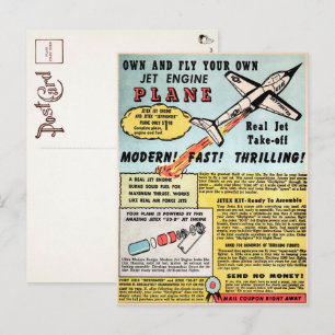Carte postale publicitaire d'avion à réaction vint