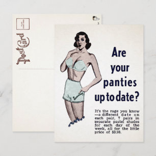 Carte postale publicitaire pour culottes vintage 