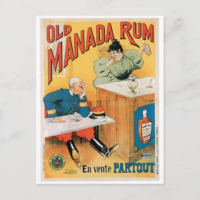 Carte Postale Publicité ancienne pour la boisson au rhum Old Man (Devant)