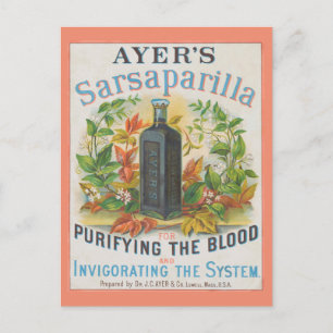 Carte Postale Publicité ancienne pour la Sarsaparilla d'Ayer.