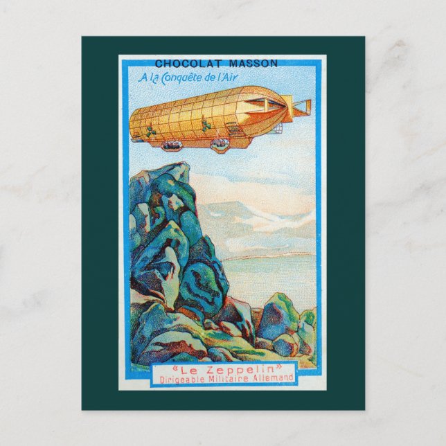 Carte Postale Publicité au chocolat Masson avec Zeppelin Airship (Devant)