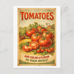Carte Postale Publicité de style vintage pour les tomates