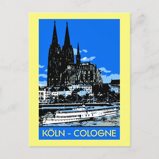 Carte Postale Publicité de voyage de style rétro vintage Cologne (Devant)