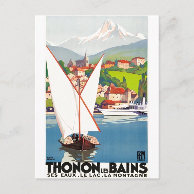 Carte Postale Publicité de voyage française de Thonon Les Bains (Devant)