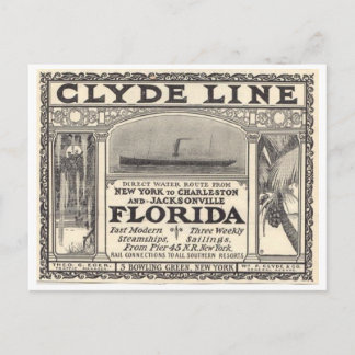 Carte Postale Publicité pour le bateau à vapeur de la Clyde Line