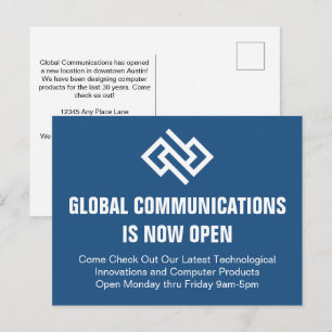 Carte Postale Publicité pour l'ouverture d'une entreprise modern