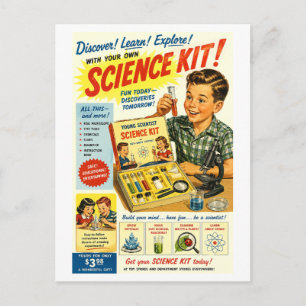 Carte Postale Publicité pour une trousse de sciences de style ré