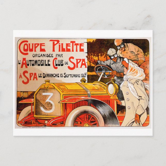 Carte Postale Publicité pour voiture automobile ancienne ~ Cours (Devant)