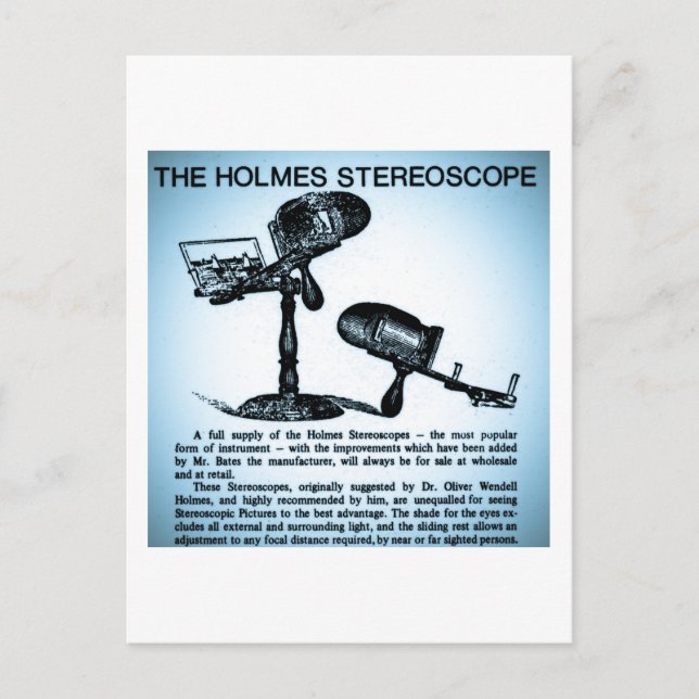 Carte Postale Publicité stéréoscopique Holmes (Cyanotype) (Devant)
