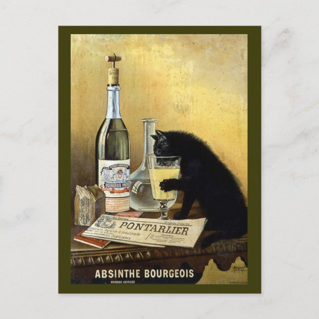 Carte Postale Publicité vintage Absinthe Bourgeois (Devant)