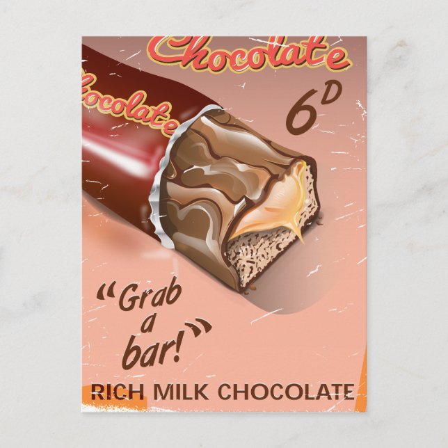 Carte Postale Publicité vintage au chocolat. (Devant)