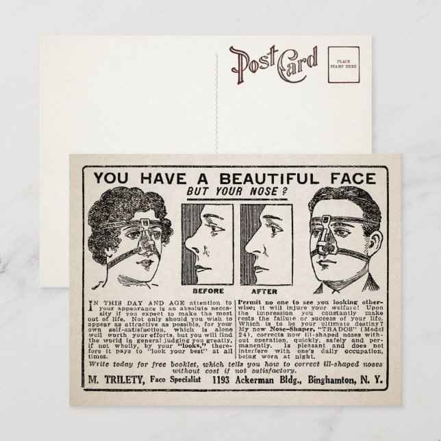 Carte postale Publicité vintage du nez  (Devant / Derrière)