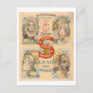 Carte Postale Publicité vintage pour les machines à coudre chant