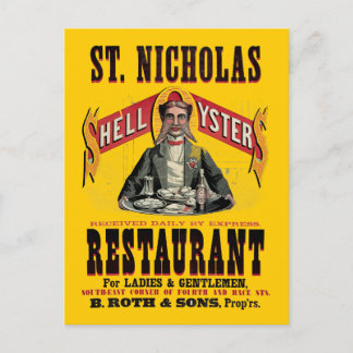 Carte Postale Publicité Vintage Shell Oysters