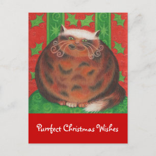 Carte postale Pud de Noël 'Purrffect Christmas Wiv