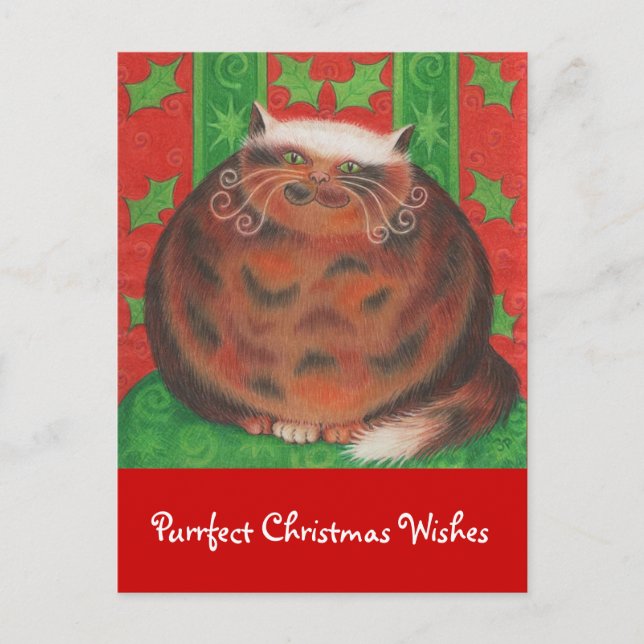 Carte postale Pud de Noël 'Purrffect Christmas Wiv (Devant)