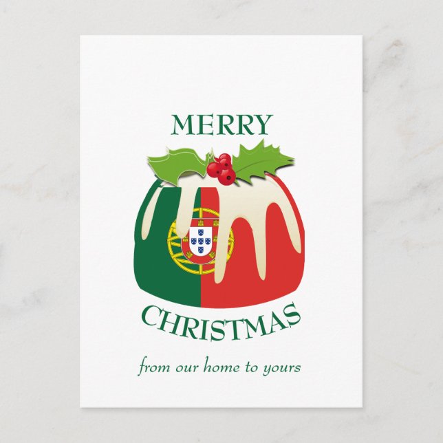 Carte Postale Pudding festif avec DRAPEAU PORTUGAL Noël (Devant)
