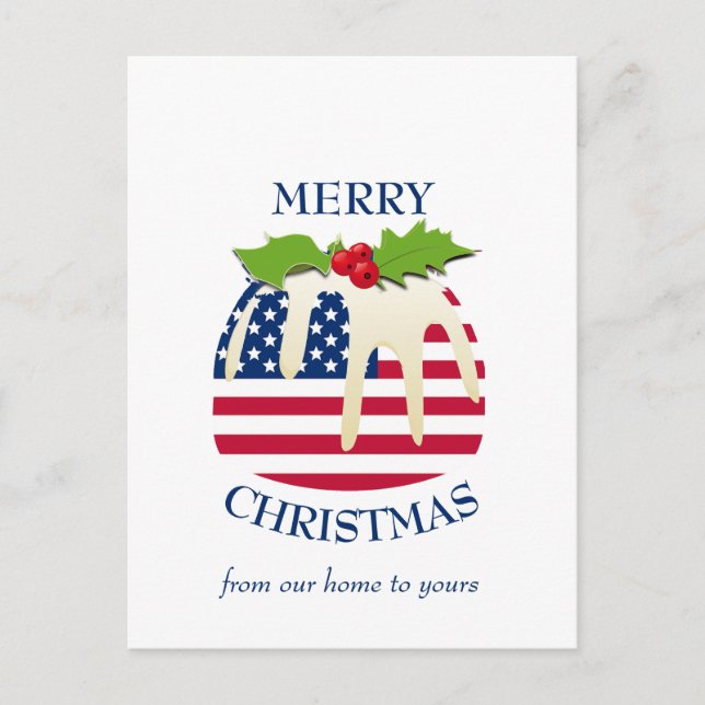Carte Postale Pudding Festif avec Patriotic USA FLAG Noël (Devant)