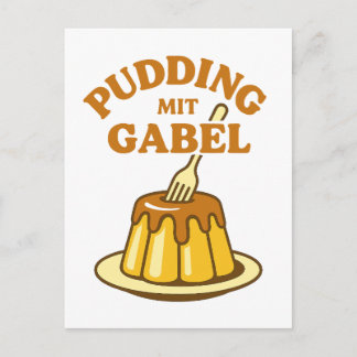 Carte Postale Pudding Mit Gabel Funny Design