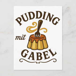Carte Postale Pudding Mit Gabel Funny Design