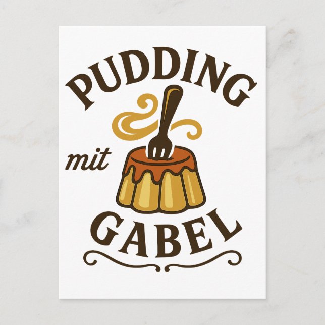 Carte Postale Pudding Mit Gabel Funny Design (Devant)