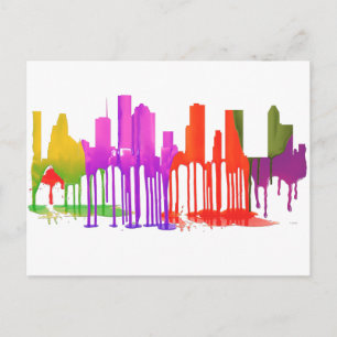 CARTE POSTALE PUDDLES SKYLINE HOUSTON TEXAS