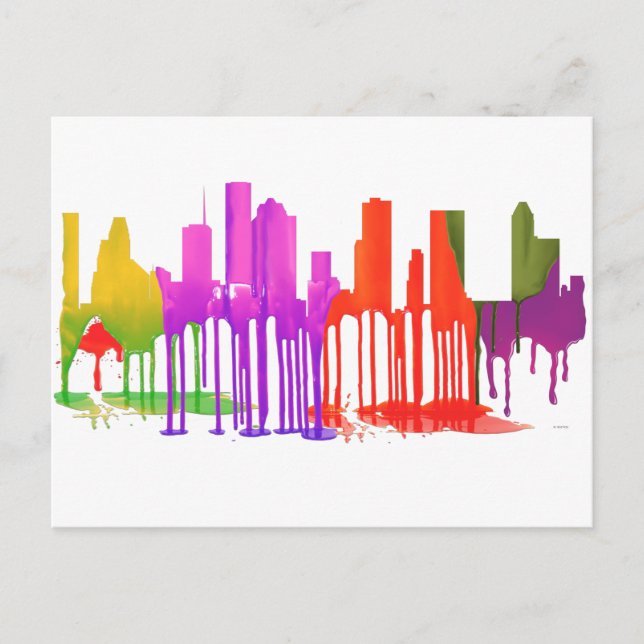 CARTE POSTALE PUDDLES SKYLINE HOUSTON TEXAS (Devant)