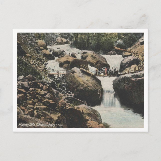 Carte Postale Pueblo CO, Harmon Falls, Eldorado Springs 1909 (Devant)