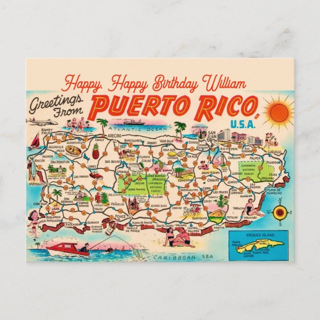 Carte Postale  Puerto Rico Birthday Greeting Postcard (Devant)
