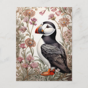 Carte Postale Puffin élégant William Morris Inspiré Floral