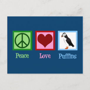 Carte Postale Puffins Peace Love