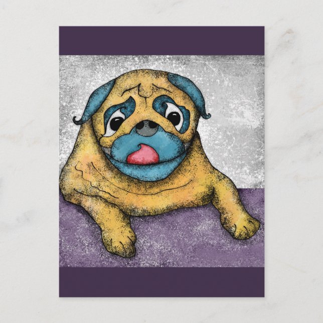 Carte postale Pug a besoin de votre déjeuner (Devant)