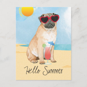 Carte Postale Pug d'été