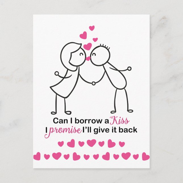 Carte Postale Puis-je emprunter un Kiss mignon Conception Couple (Devant)