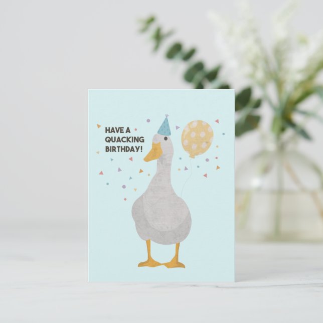 Carte Postale Pun de canard de fête : Joyeux anniversaire de coi (Debout devant)