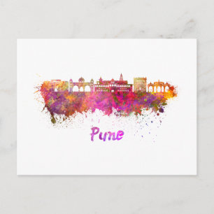 Carte Postale Pune skyline en aquarelle