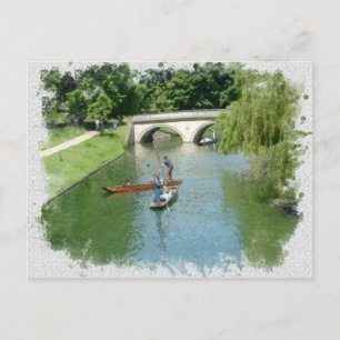 Carte Postale Puning Cambridge River Camb Angleterre aquarelle