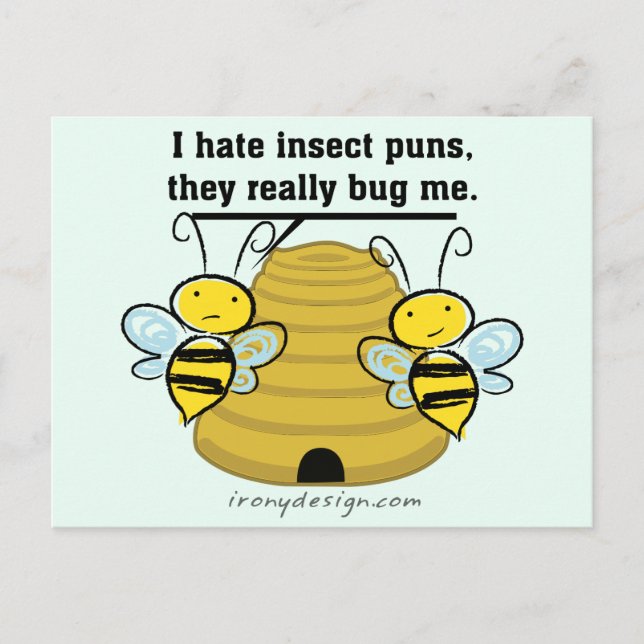 Carte Postale Puns d'insectes Bug Me drôle Bumble abeilles (Devant)