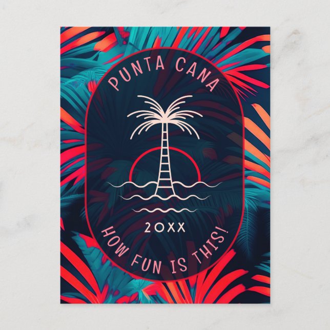 Carte Postale Punta Cana Beach party Coucher de soleil feuille d (Devant)